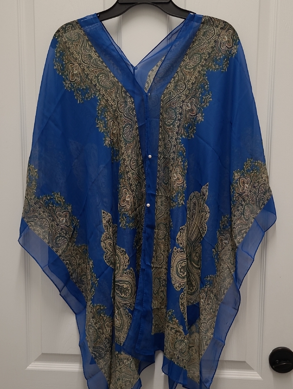 Blue Sheer Paisley  Kimono Cover-up